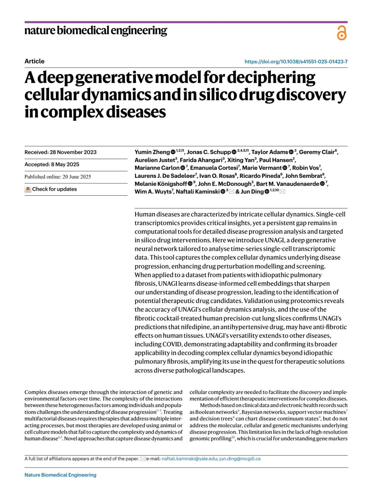 A Deep Generative Model For Deciphering Cellular Dynamics And In Silico Drug Discovery In Complex Diseases Yumin Zheng Jonas C Schupp Taylor Adams Geremy Clair Aurelien Justet Farida Ahangari Xiting Yan Paul Hansen Marianne Carlon Emanuela Cortesi Marie Vermant Robin Vos Laurens J Sadeleer Ivan O Rosas Ricardo Pineda John