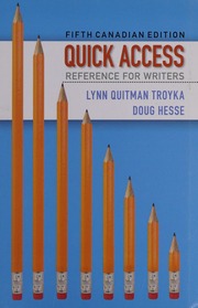 Quick Access Reference For Writers Troyka Lynn Quitman 1938