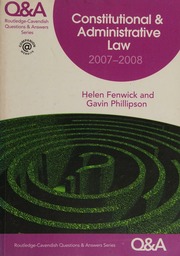 Qa Constitutional Administrative Law 20072008 5th Ed Fenwick