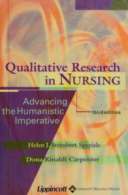 Qualitative Research In Nursing Advancing The Humanistic Imperative 3rd Ed Speziale