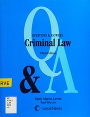 Questions Answers Criminal Law Multiple Choice And Short Answer Questions And Answers Third Edition Levine