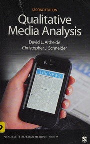 Qualitative Media Analysis 2nd Ed Altheide David L Schneider