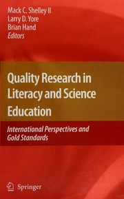 Quality Research In Literacy And Science Education International Perspectives And Gold Standards Hand