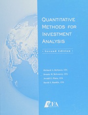 Quantitative Methods For Investment Analysis 2 Edition Defusco