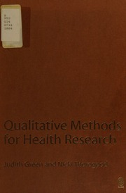 Qualitative Methods For Health Research Green Judith 1961 Thorogood