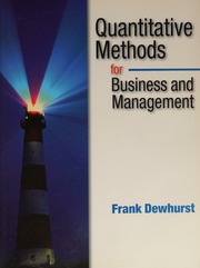 Quantitative Methods For Business And Management Dewhurst Frank