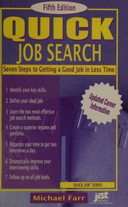 Quick Job Search Seven Steps To Getting A Good Job In Less Time 5th Ed Farr