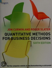 Quantitative Methods For Business Decisions Curwin Jon Slater