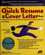 The Quick Resume Cover Letter Book Write And Use An Effective Resume In Only One Day 4 Edition Farr