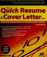 The Quick Resume Cover Letter Book Write And Use An Effective Resume In Only One Day 3rd Ed Farr