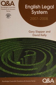 Qa English Legal System 20072008 7 Edition Slapper Gary Kelly