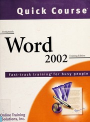 Quick Course In Microsoft Word 2002 Training Edition Electronic Resource Cox