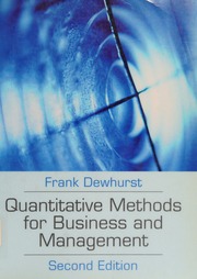 Quantitative Methods For Business And Management Dewhurst Frank