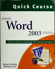 Quick Course In Microsoft Word 2003 Electronic Resource Fasttrack Training For Busy People Cadranell