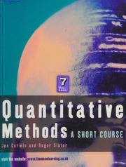 Quantitative Methods A Short Course 1 Edition Curwin Jon Slater