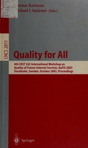 Quality For All 4th Cost 263 International Workshop On Quality Of Future Internet Services Qofis 2003 Stockholm Sweden October 12 2003 Proceedings Cost 263 International Workshop 4th 2003 Stockholm
