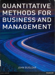 Quantitative Methods For Business And Management Buglear John