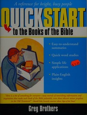 Quickstart To The Books Of The Bible Brothers Greg