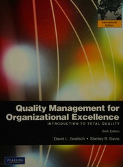 Quality Management For Organizational Excellence Introduction To Total Quality Goetsch