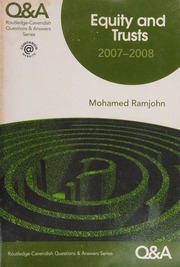 Qa Equity And Trusts 20072008 1 Edition Ramjohn Mohamed