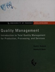 Quality Management Introduction To Total Quality Management For Production Processing And Services University Of Phoenix Special Edition Series Fourth Edition Goetsch