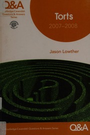 Q A Torts 20072008 7 Edition Lowther Jason Harpwood Vivienne Modern Tort Law