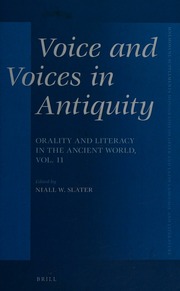 Voice And Voices In Antiquity Slater Niall W 1954 Editor