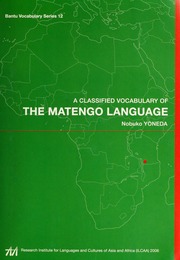 A Classified Vocabulary Of The Matengo Language Nobuko Yoneda