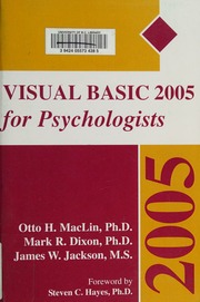 Visual Basic 2005 For Psychologists Maclin Otto H 1958 Dixon