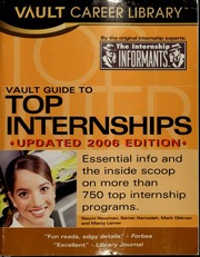 Vault Guide To Top Internships Updated 2006 Ed Newman Naomi