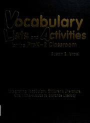 Vocabulary Lists And Activities For The Prek2 Classroom Integrating Vocabulary Childrens Literature And Thinkalouds To Enhance Literacy Israel