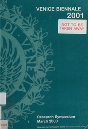 Venice Biennale 2001 Research Symposium March 2000 Furlong