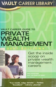 Vault Career Guide To Private Wealth Management Martinez Michael J
