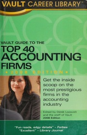 Vault Guide To The Top 40 Accounting Firms 2008 Edition Loosvelt