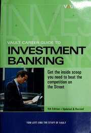 Vault Career Guide To Investment Banking 4th Revup Edition Prior