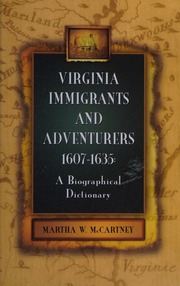 Virginia Immigrants And Adventurers 16071635 A Biographical Dictionary Mccartney