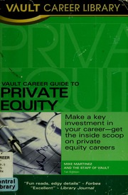 Vault Career Guide To Private Equity Martinez Michael J 1972
