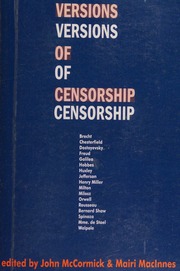 Versions Of Censorship Mccormick John 1918 Macinnes Mairi
