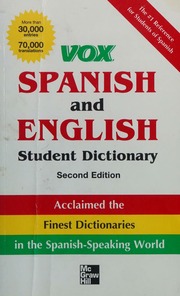 Vox Spanish And English Student Dictionary Unknown