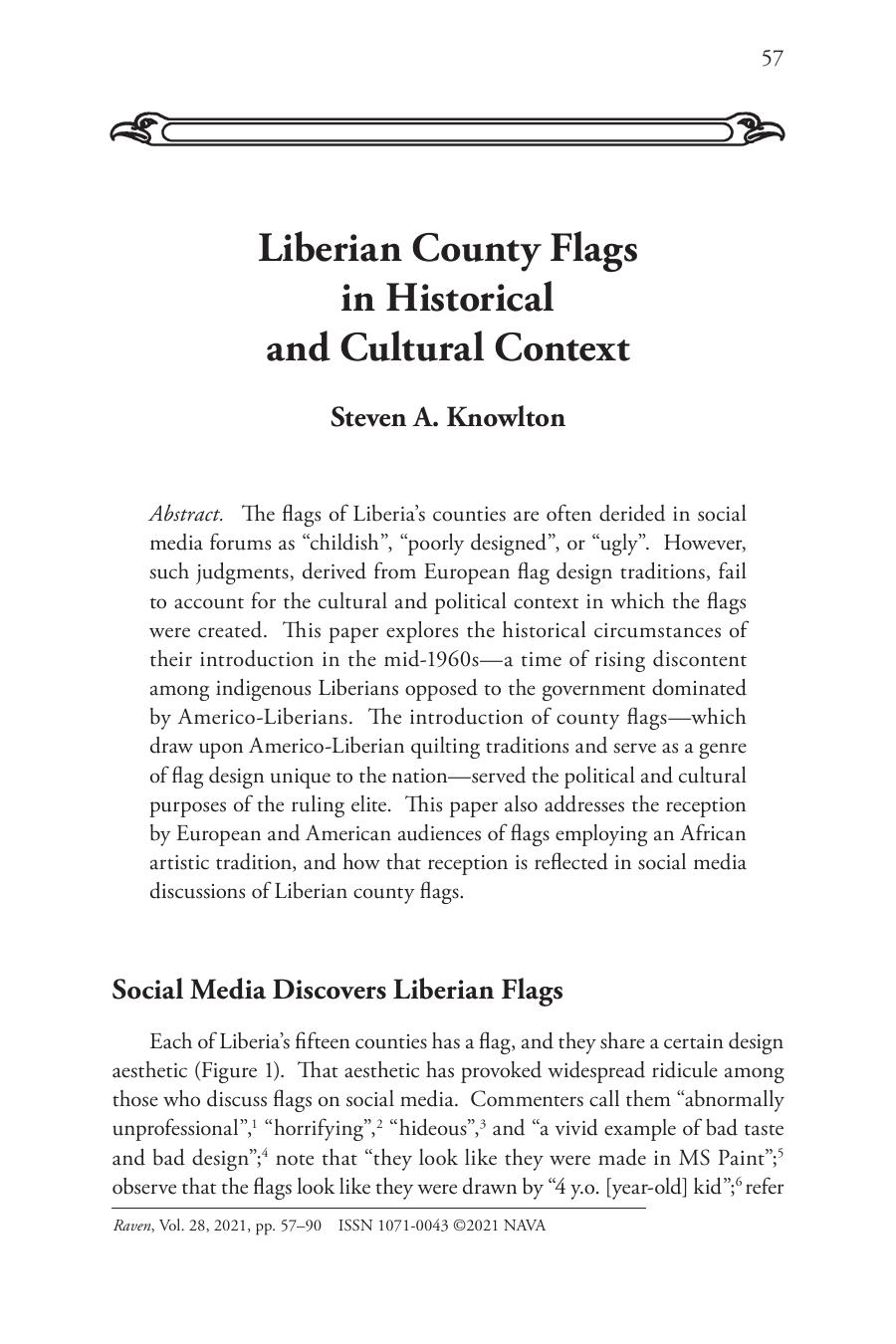 Liberian County Flags In Historical And Cultural Context Steven A Knowlton