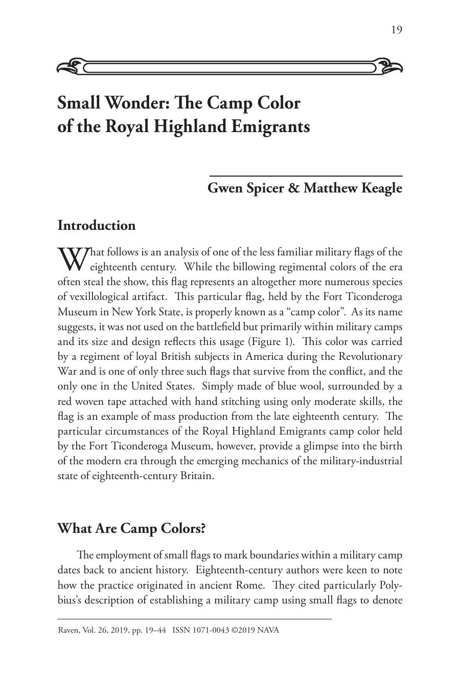 Small Wonder The Camp Color Of The Royal Highland Emigrants 1st Edition Gwen Spicer