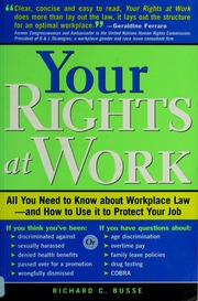 Your Rights At Work Electronic Resource 1st Ed Busse Richard C Richard C Busse