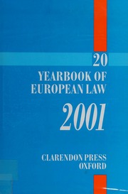The Yearbook Of European Law Vol 20 2001 Eeckhout Piet Tridimas