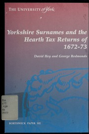 Yorkshire Surnames And The Hearth Tax Returns Of 167273 Hey
