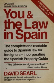 You The Law In Spain 13rev Ed Edition Searl David