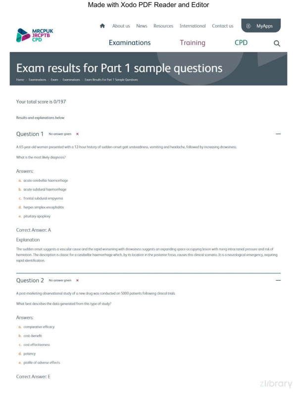 Mrcp1 Sample Mcqs Paper Rcp