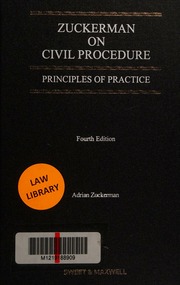 Zuckerman On Civil Procedure Principles Of Practice A A S Zuckerman