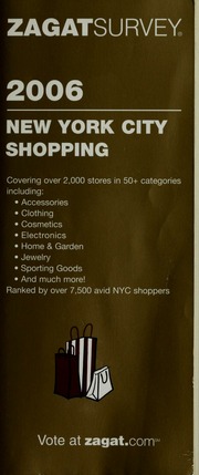 New York City Shopping 2006 Zagat Survey Firm