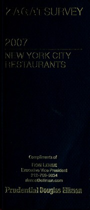 Zagat Survey 2007 New York City Restaurants Dining Journal Spi Edition Gathje