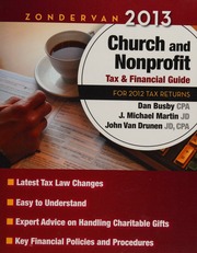 Zondervan 2013 Church And Nonprofit Tax Financial Guide For 2012 Tax Returns Busby